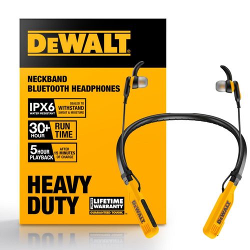 DEWALT Auriculares inalámbricos Bluetooth con Banda para el Cuello - A