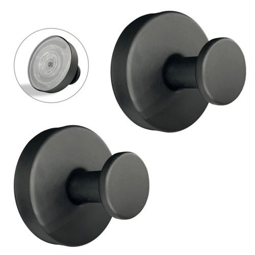 Ganchos Welsa con ventosa paquete de 2 negro mate acero inoxidable