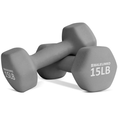 Par de mancuernas Balelinko de 65 kg neopreno hexagonales grises