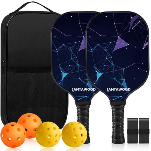Set de paletas de pickleball SANTAWOOD de fibra de vidrio 2 piezas