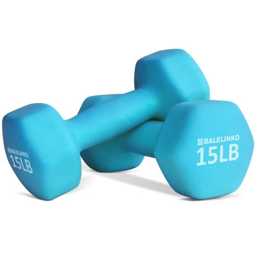 Par de mancuernas Balelinko de 15 lb con neopreno hexagonales azules