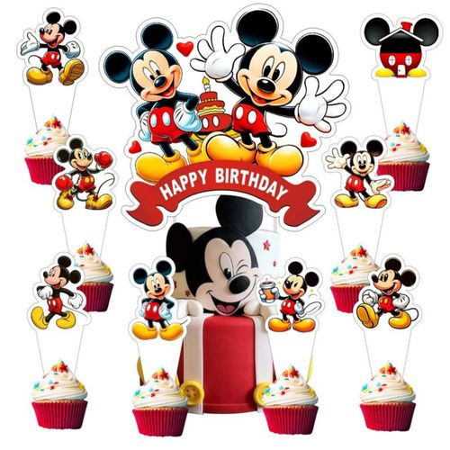 Decoraciones para pastel DSOE 25 piezas con toppers de cumpleaños de Mickey