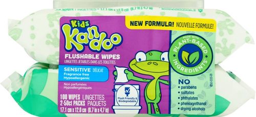 Toallitas húmedas desechables Kandoo Sensitive para niños pequeños 100 unidades