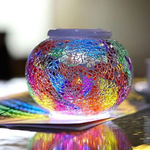 Lámpara solar de globo de vidrio mosaico Starryfill con cambio de color