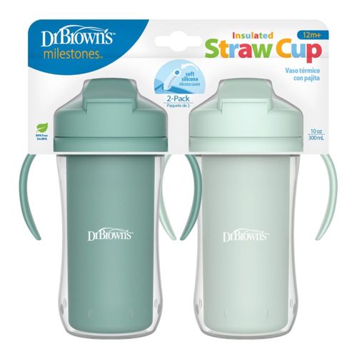 Vaso entrenador con sorbete Dr. Brown's Milestones 2 unidades 300 ml libre de BPA