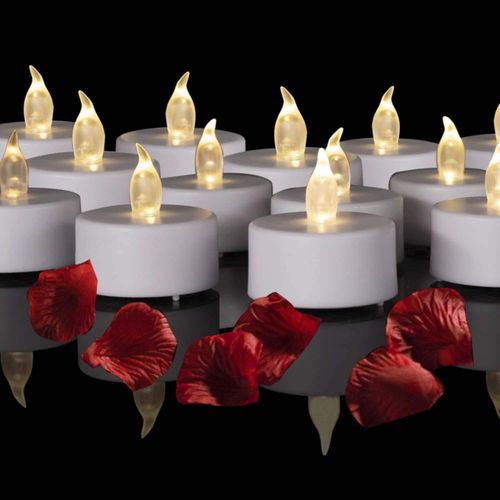 Velas LED tipo tealight Hanzim paquete de 24 blanco cálido con efecto parpadeante