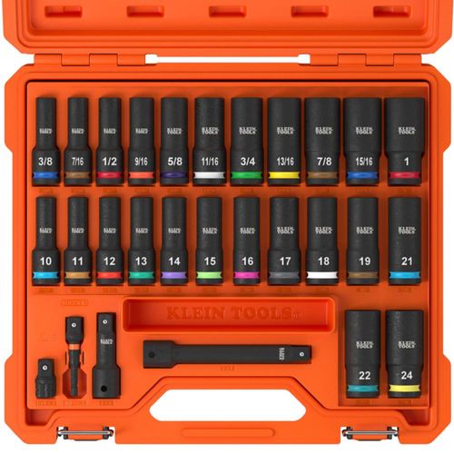 Juego de dados Klein Tools 65123HD de 28 piezas SAE y métrico
