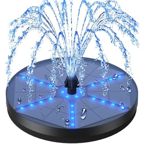 Fuente solar para baño de pájaros GAIZERL 4W con LED y 7 boquillas