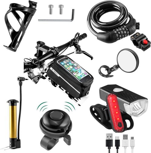 SODPE Set de 8 accesorios para bicicleta con luces recargables por USB