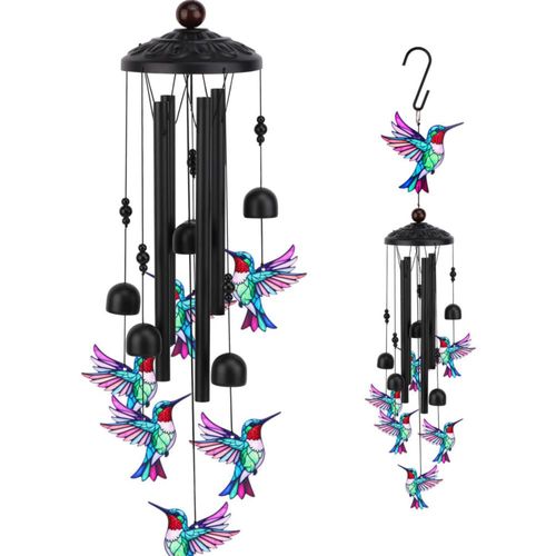 Campanas de viento HWING con colibrí de metal para exterior