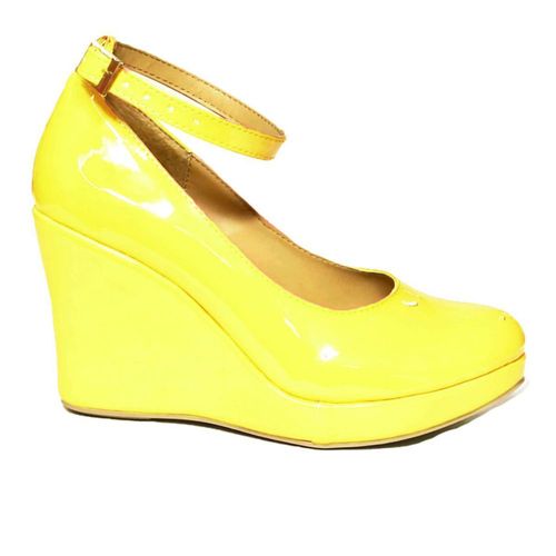 Zapatilla Pumps de plataforma 9 cm con pulsera Amarillo para mujer Nyxmart