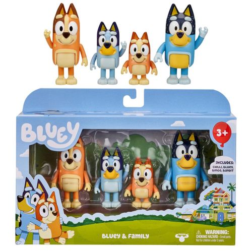 Bluey and Friends - Paquete de 4 Cifras posables de 2.5 a 3 Pulgadas