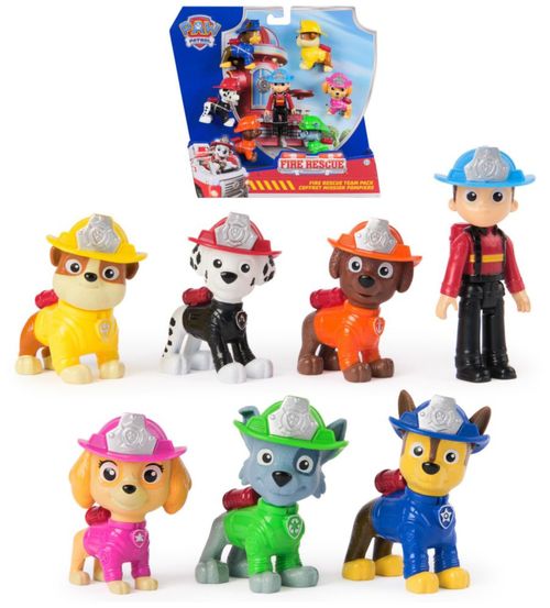 Paw Patrol, Paquete de Equipo Fire Rescue con 7 Figuras de acción cole