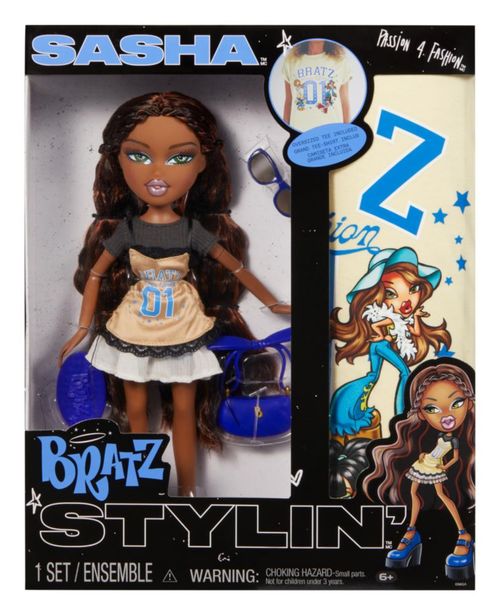 Bratz Stylin' Sasha - - Muñeca de Moda con Camiseta Personalizable Que