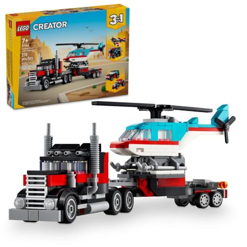 LEGO Creator 3en1 31146 Camión Plataforma con Helicóptero Convertible