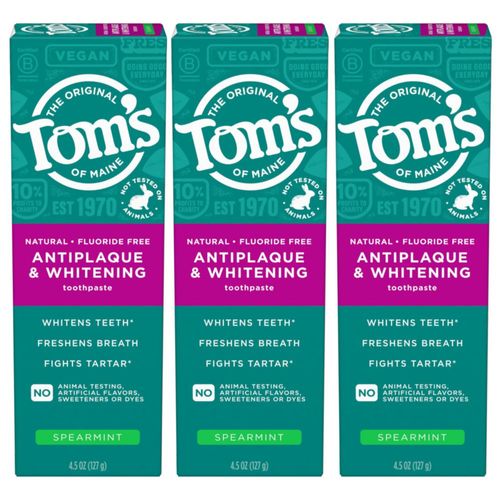 Pasta de dientes Tom's of Maine antiplaca sin flúor 130 ml paquete de 3