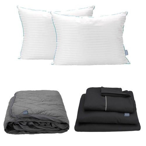 Protector Lux Rogga King Size+ Sabanas Royal Negro+ Almohada Royal Twin CDZ