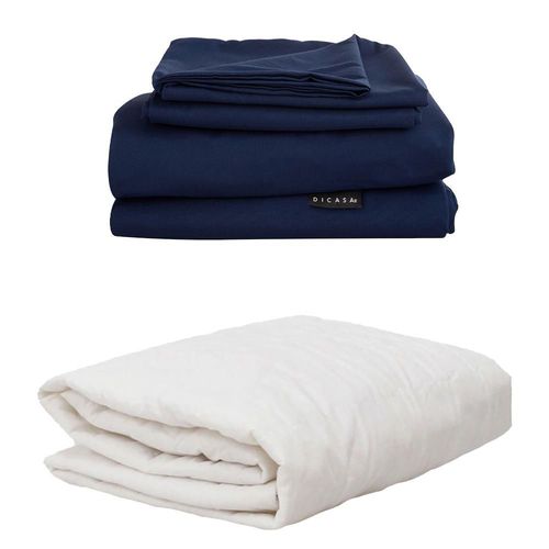 Protector Ultra Spring Air King Size+ Sabanas Softy Azul Marino CDZ