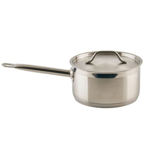 Winco - Sartén de acero inoxidable resistente con tapa, 3.5 cuartos de