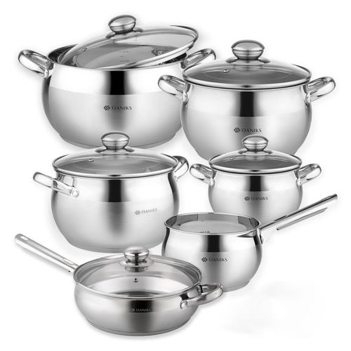 Daniks Classic Batería de Cocina de Acero Inoxidable 11 Piezas con Tap