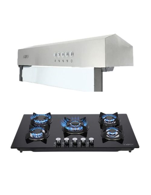 COMBO Parrilla 86 cm Cristal Templado y Campana Slim Acero Inox 80 Cm