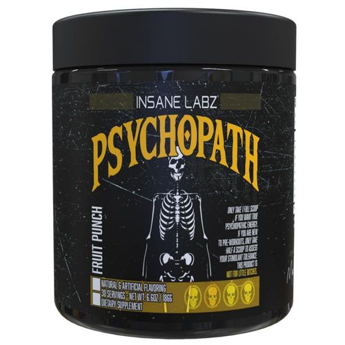 Polvo preentrenamiento Insane Labz Psychopath 186 g sabor ponche de frutas