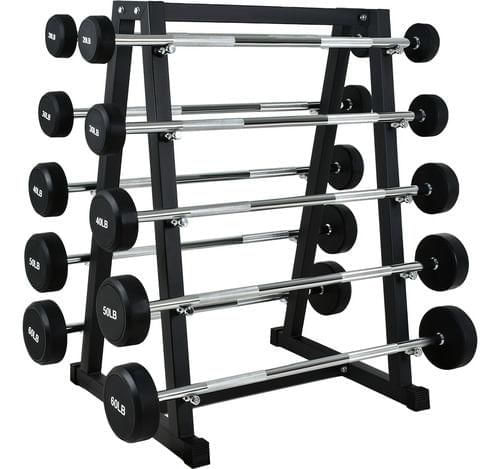 Rack 10 Barras Rectas 20 A 60 Lb Soporte Estante Pesas