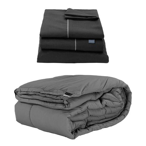 Edredon Homy Dicasa Individual Gris Oxford+ Sabanas Royal Negro CDZ