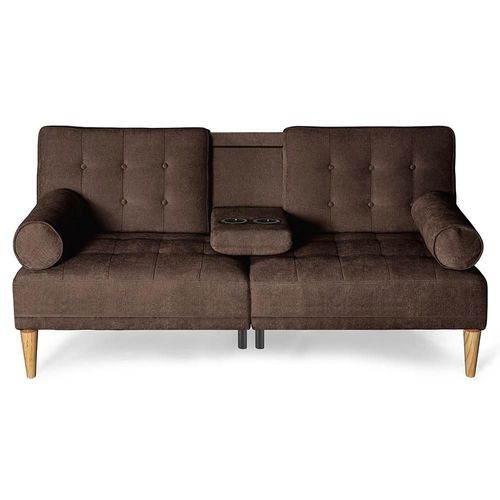 Sofá Cama Makora Zambroni Con Memory Foam, Color Chocolate, Velvet Respaldo Reclinable De 3 posiciones.