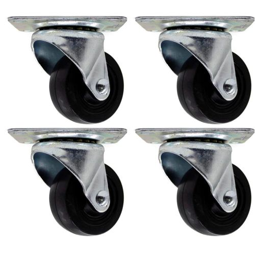 Pack 4 rodajas giratoria de hule negro 3'' 80 kg maple tools