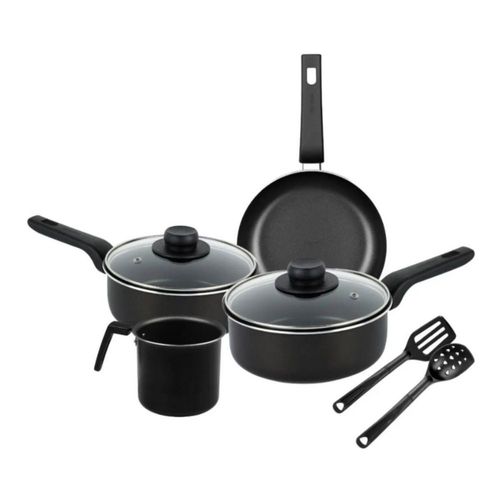Batería De Cocina 8 Pzas Color Negro Vasconia 70010108