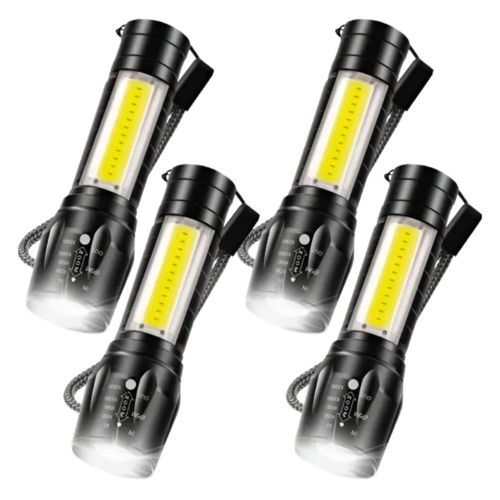 4 Lámparas Tácticas, Recargable  Color Negro