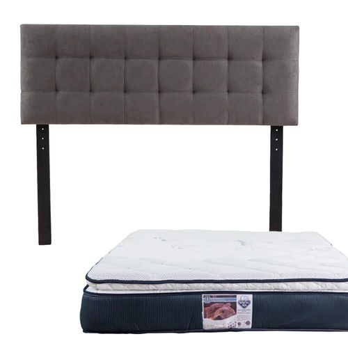 Cabecera Matrimonial Dicasa Catania Gris+Colchón Spring Air Monaco CZD