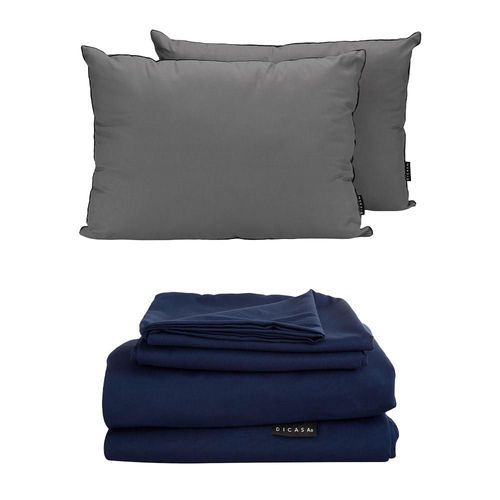 Juego de Sábanas King Size Softy Azul Marino + Almohadas 2 Pack CZD