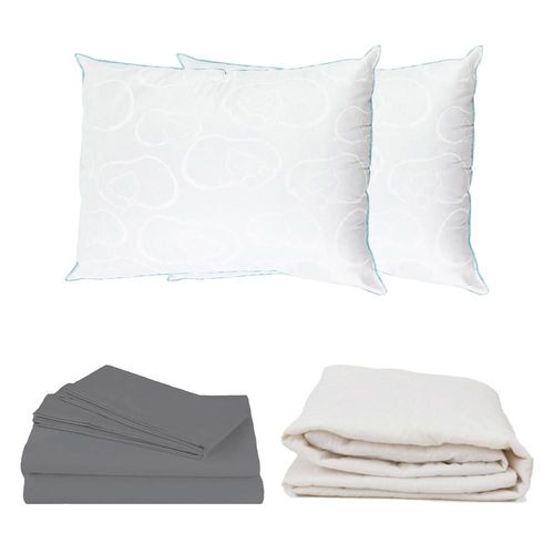 Protector Ultra Spring Air Matrimonial+ Sabanas Basic Gris+ Almohada Osos 2 CDZ