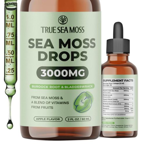 Gotas líquidas de musgo marino TrueSeaMoss sabor manzana 60 ml