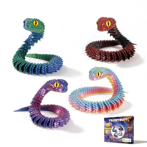 Set de serpientes impresas en 3D TRADETRUST 4 piezas 30 cm juguetes antiestrés