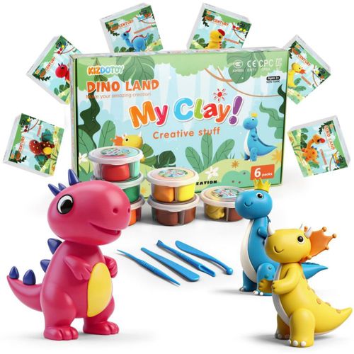 Kit de arcilla KizDoToy Dino Land de 6 piezas set de modelado de secado al aire