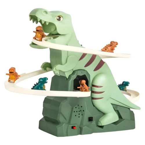 Juguete De Dinosaurio Con Pista, luz Y Música Color Verde
