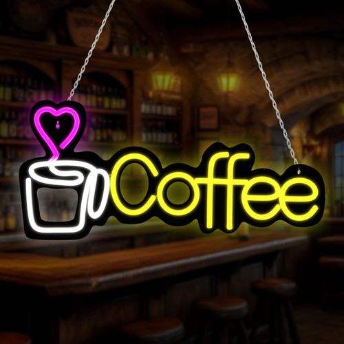Letrero de neón LED para café Senceng alimentado por USB 38 x 18 cm