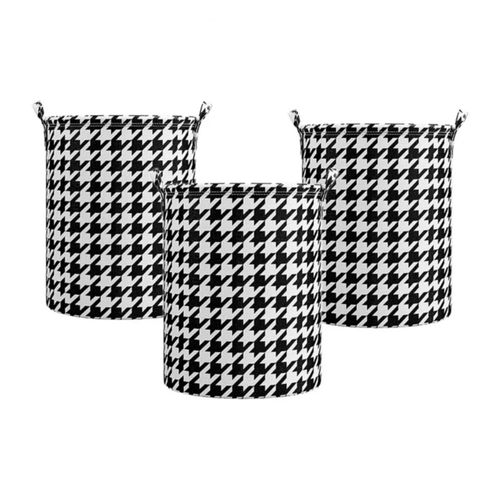 3 Cestas De Lavar Plegables, Impermeables Color Blanco/Negro