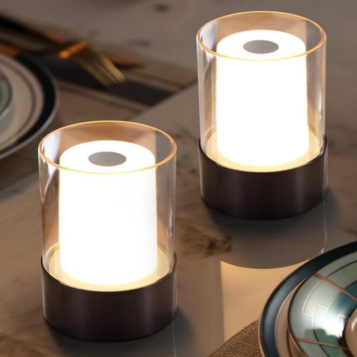 Lámpara de mesa LED NEWSEE de 4" mini inalámbrica impermeable paquete de 2