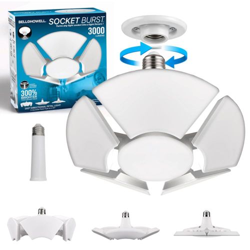 Luz LED para garaje Bell+Howell Socket Burst de 3500 lm con 6 paneles
