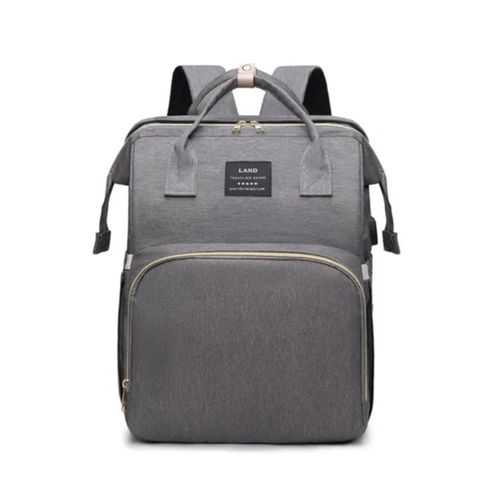 Mochila Pañalera Cuna, Con Cambiador Color Gris