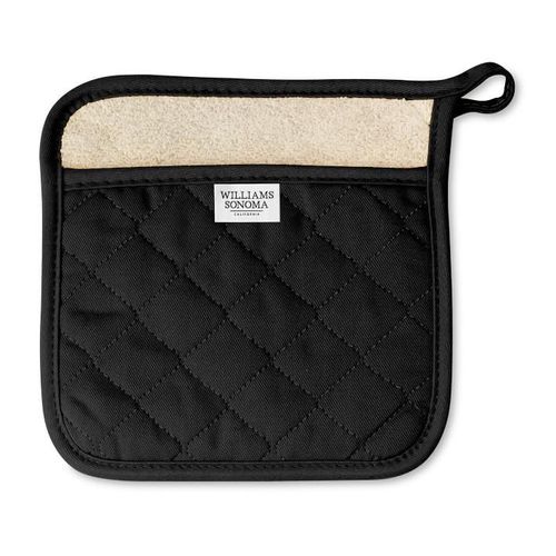 Agarradera acolchada de algodón negra Williams-Sonoma
