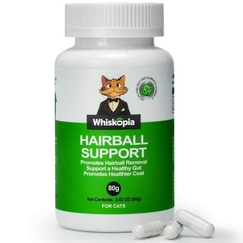 Alivio de bolas de pelo para gatos Whiskopia 100 cápsulas psyllium