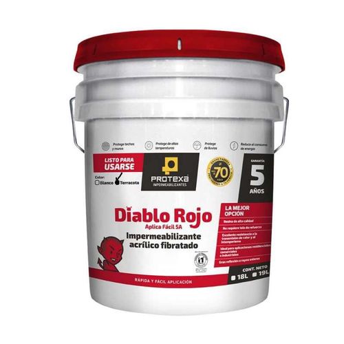 Impermeabilizante 5 Años Diablo Rojo Cubeta 19L Color Terracota