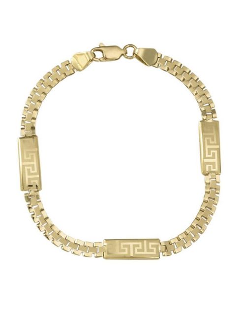 PULSERA DAMA PLACAS GRECAS ORO 14K CRISTAL JOYAS