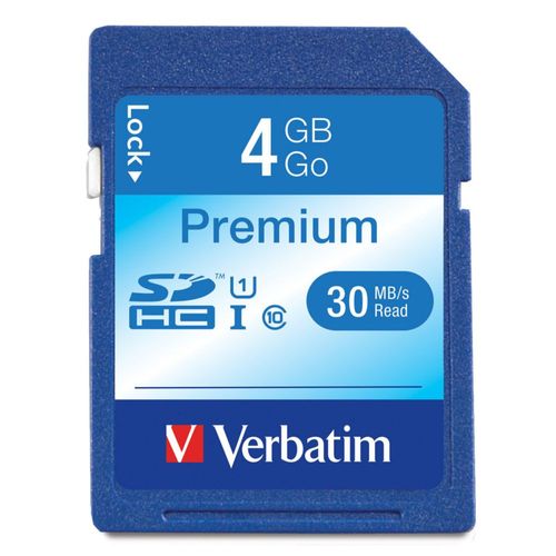 Verbatim Premium 4 GB SDHC Flash Memory Card, Class 10, 96171