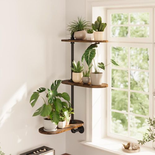 Estante para plantas GENTINGBRO de 3 niveles para pared madera y hierro